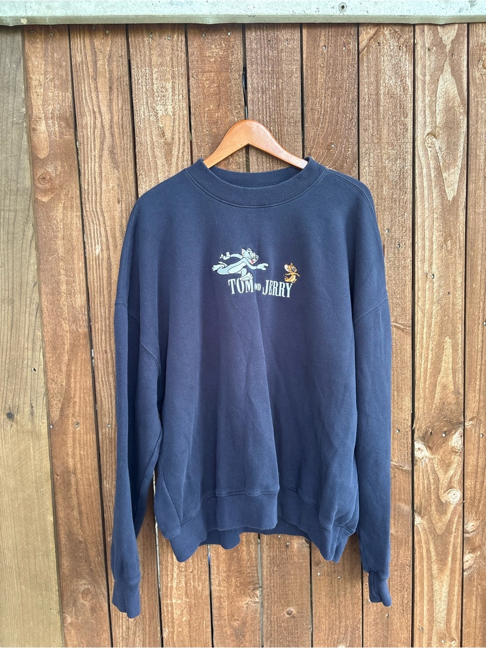 Hollister Boxy Fit Navy Blue Cartoon Tom and Jerry Crewneck